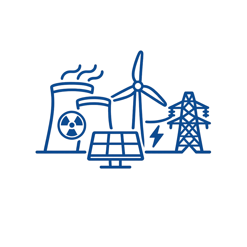 Power Generation facilities depicted in simple blue graphics