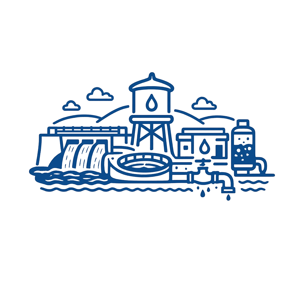 Water Treatment Facility depicted in simplistic blue icon